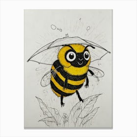 Bee In The Rain 1 Canvas Print