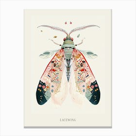 Colourful Insect Illustration Lacewing 12 Poster Canvas Print