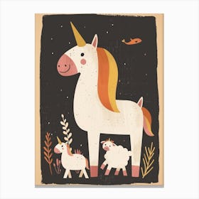 Unicorn & Animal Friends Muted Pastel 2 Canvas Print