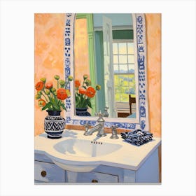 Bathroom Vanity Painting With A Queen Anne S Lace Bouquet 2 Canvas Print