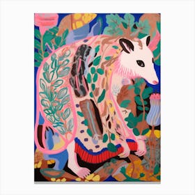 Maximalist Animal Painting Opossum 3 Canvas Print