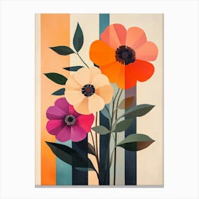 Flowers On A Stripe Canvas Print