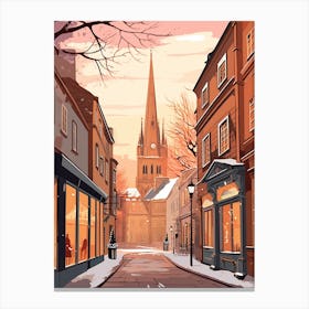 Vintage Winter Travel Illustration Bath United Kingdom 2 Canvas Print