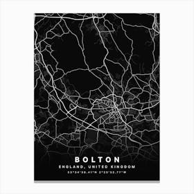 Bolton England Black Map Canvas Print