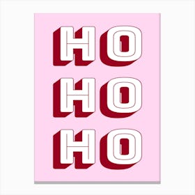 Ho Ho Ho Pink and Red Christmas Canvas Print