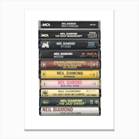 Neil Diamond - Music Poster - Albums on Cassette Print Canvas Print