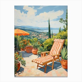 Sun Lounger By The Pool In Sicily Italy Canvas Print