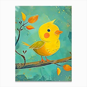 Yellow Bird On A Branch Canvas Print