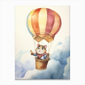 Baby Chipmunk 3 In A Hot Air Balloon Canvas Print