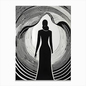 A Linocut inspired woman art, 123 Canvas Print