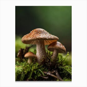 Mushrooms On Moss Canvas Print