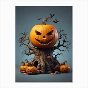 Halloween Pumpkin Tree Canvas Print