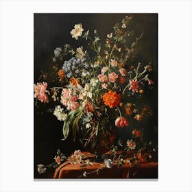 Baroque Floral Still Life Everlasting Flowers 2 Canvas Print