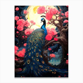 Peacock In Bloom 2 Canvas Print