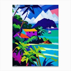 Pulau Kapas Malaysia Colourful Painting Tropical Destination Canvas Print