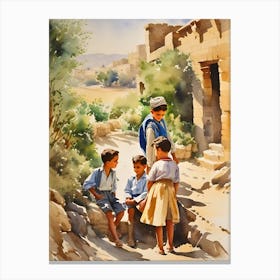 Childhood: Children In The Village Canvas Print