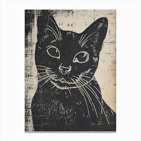 Chartreux Cat Linocut Blockprint 6 Canvas Print