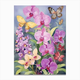 Orchids And Butterflies 1 Canvas Print