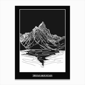 Tryfan Mountain Line Drawing 3 Poster Canvas Print