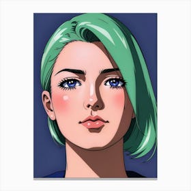 Anime Girl With Green Hair Canvas Print