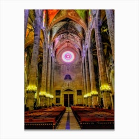 Cathedral Of Barcelona With Pews (Spain Series) Canvas Print