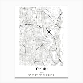 Yashio,Japan Minimalist Map Leinwandbilder