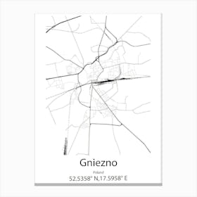 Gniezno,Poland Minimalist Map Canvas Print