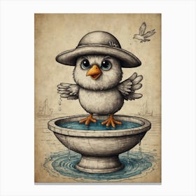 Bird In Hat Canvas Print