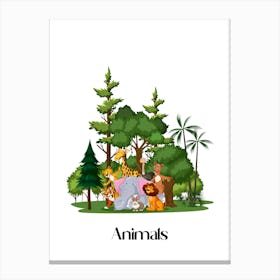 55.Beautiful jungle animals. Fun. Play. Souvenir photo. World Animal Day. Nursery rooms. Children: Decorate the place to make it look more beautiful. Canvas Print