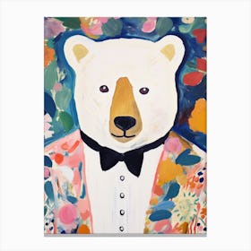 White Bear In A Suit Painting Canvas Print