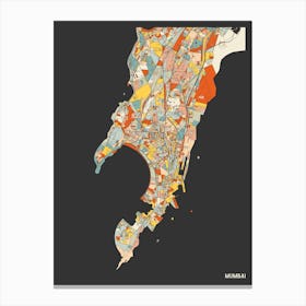 Mumbai India Map Canvas Print