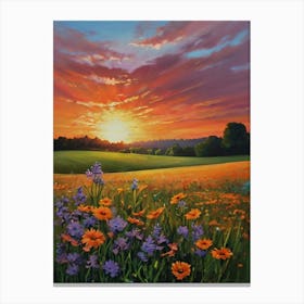 Sunset In The Field 20 Canvas Print