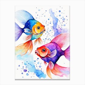 Twin Goldfish Watercolor Painting (24) Canvas Print