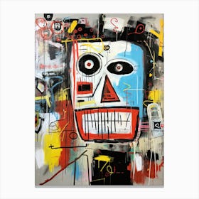 Urban Haunt: Halloween Skulls in Basquiat's Embrace Canvas Print