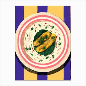 A Plate Of Tiramisu, Top View Food Illustration 2 Canvas Print