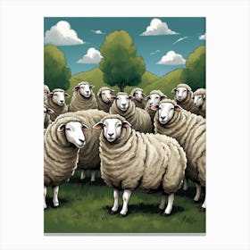 Sheep In A Field Canvas Print