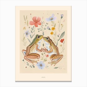 Folksy Floral Animal Drawing Frog 6 Poster Canvas Print