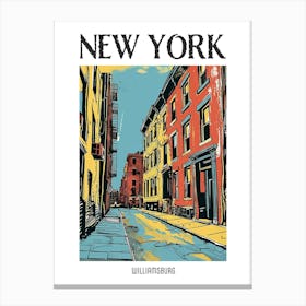 Williamsburg New York Colourful Silkscreen Illustration 2 Poster Canvas Print