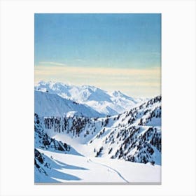 Mount Hutt, New Zealand Vintage 2 Skiing Poster Canvas Print