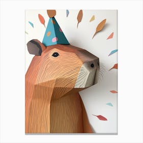 Cubic Paper Birthday Hat Capybara Canvas Print