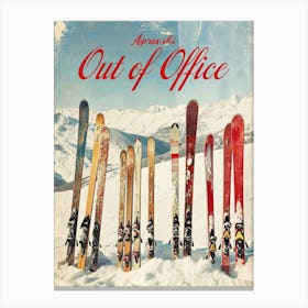 Retro Apre Ski Out Of Office Piste Art Winter Wall Art  Canvas Print