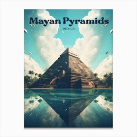 Mayan Pyramids Mexico Cinematic Modern Travel Illustration Canvas Print