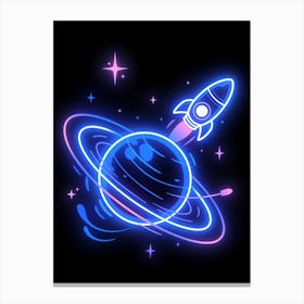 Neon Saturn Canvas Print