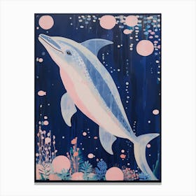Playful Illustration Of Dolphin For Kids Room 1 Canvas Print