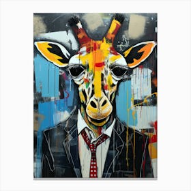 Giraffe in office suit Canvas Print