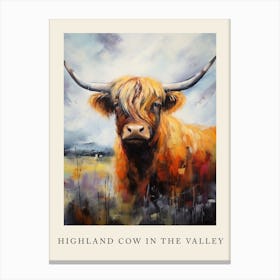 Impressionism Style Painting Of Highland Cow In The Valley 2 Canvas Print
