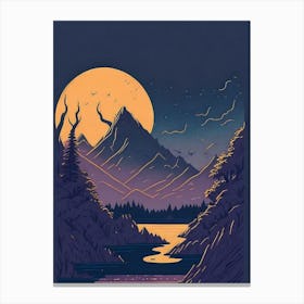 Full Moon In The Mountains Canvas Print