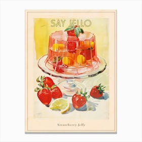 Strawberry Jelly Retro Cookbook Inspired 3 Poster Canvas Print