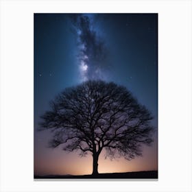 Lone Tree At Night almost dawn Canvas Print