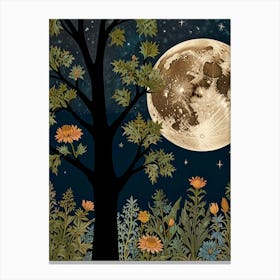 Moonlight In The Garden Style William Morris 12 Canvas Print